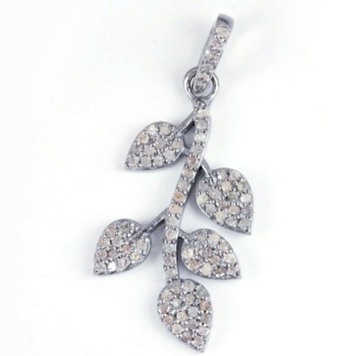 Pflastern Diamant Blatt Anhänger Zubehör 925 Sterling Silber Für Damen Mädchen
