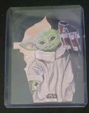 Topps Star Wars Chrome 1/1 Jane Rushton Auto Sketch Grogu Baby Yoda