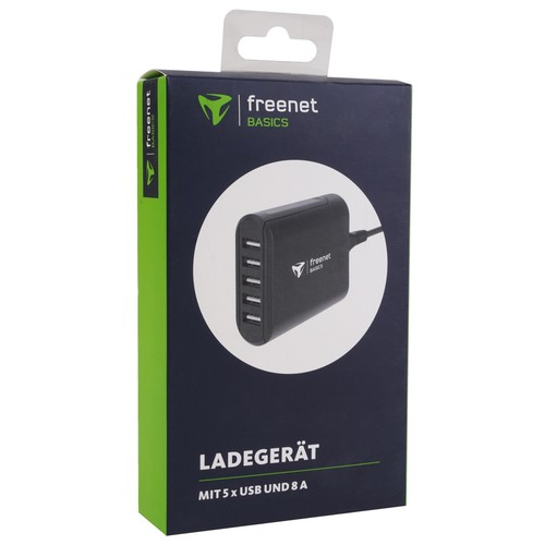 Freenet Schnell Ladegerät 5-Fach 8A Netzteil 5x USB-A-Buchse Desktop Ladestation - Bild 8 von 8