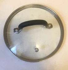 Pot Lid  Tempered Glass & Stainless Steel with Black Silicone Handle 6.5"