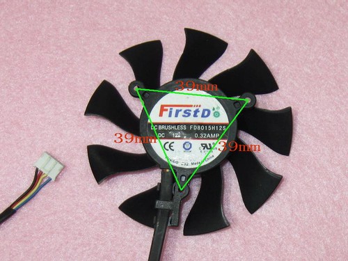 75mm Sapphire XFX HD 4870 5850 6850 Fan Replacement 39mm 4Pin FD8015H12S R88b - Picture 2 of 3