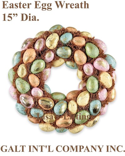 GALT INT'L COMPANY INC *YOU CHOOSE* PASTEL EASTER EGG TOPIARY 17" or WREATH 15" - Picture 12 of 36