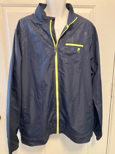 Men’s Fila Sports Track Windbreaker Jacket Size 2XLT Navy Full Zip Big Tall XXL
