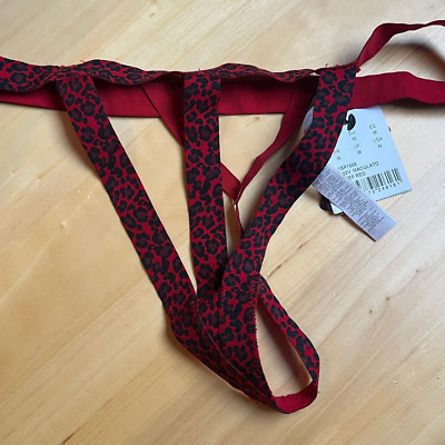 CALZEDONIA Tezenis harness knickers, size M, red-black animal pattern, BNWT
