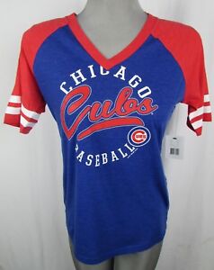 Chicago-Cubs-G-III-4her-by-Carl-Banks-Women-039-s-V-Neck-T-Shirt-MLB-Medium-A16
