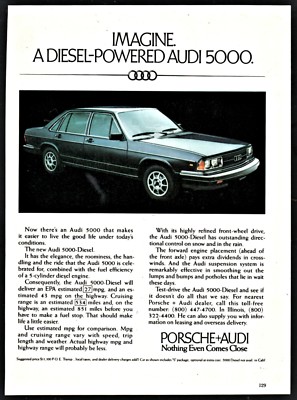 1980 AUDI 5000  Diesel Vintage Bue Car Photo Print  AD