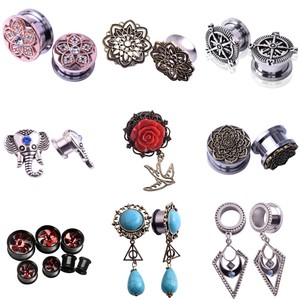 FA-1-Pair-Ear-Gauges-Ear-Plugs-Dangle-Flesh-Tunnels-Ear-Stretching-Jewelry-Nove