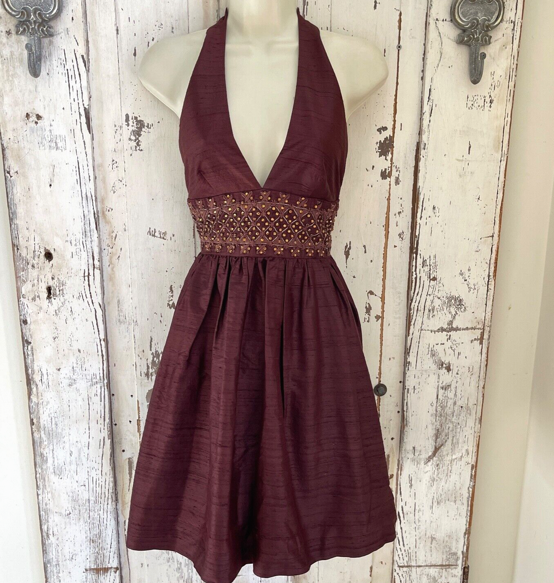 brown halter prom dress Modal Long-Sleeve Mini Dress in Chocolate Brown - XL main image 0