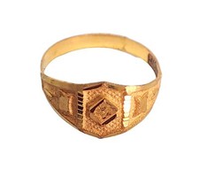 22K/18K Real Certified Yellow Gold Oval Design Kids Ring