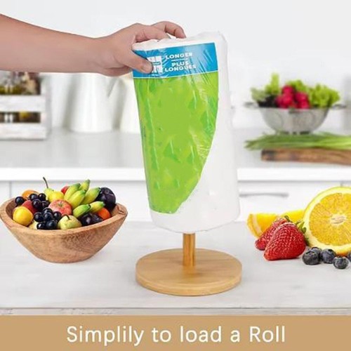 Kitchen Wooden Roll Paper Towel Holder Tissue Vertical Stand Paper Storage Rackღ - Picture 6 of 14
