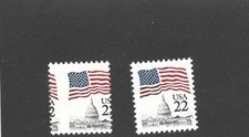 United States Scott 2114 22-cent Flag coil Misperforated NH