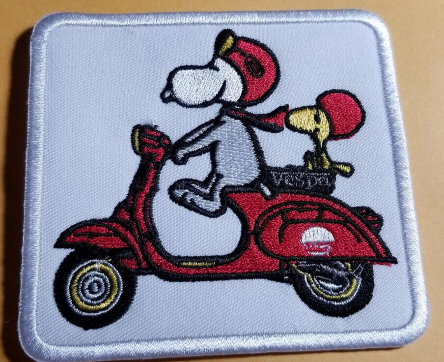 Snoopy Woodstock Vespa Biker Patch approx 3.25x3.5"