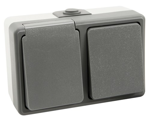 Feuchtraum Steckdosen Serie Secure IP44 f. Außen Aufputz Doppel Steckdose Taster - Bild 8 von 20