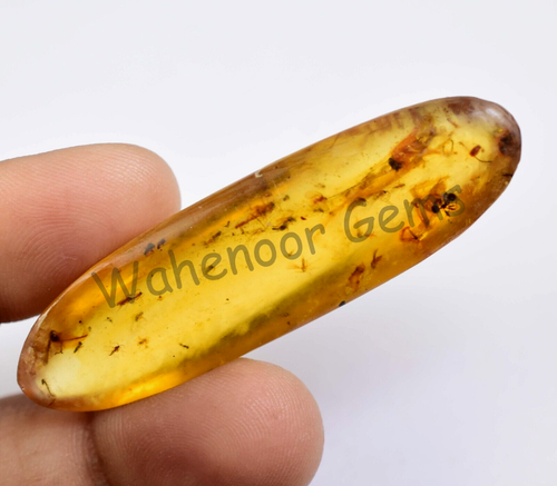 30.95 Ct 100% Natural Yellow Amber Insect Inclusion Certified Loose Gemstone - Picture 3 of 7