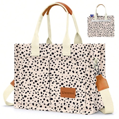 Canvas Tote Bag for Women, Crossbody Shoulder Handbag with Pockets, Casual Bag - Picture 38 of 42