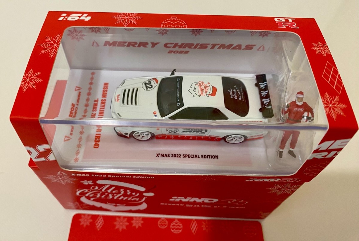 イノモデル 1/64 R34 Skyline チェイス CHRISTMAS CHASE - INNO64 Nissan Skyline GTR R34 Xmas Christmas 2022