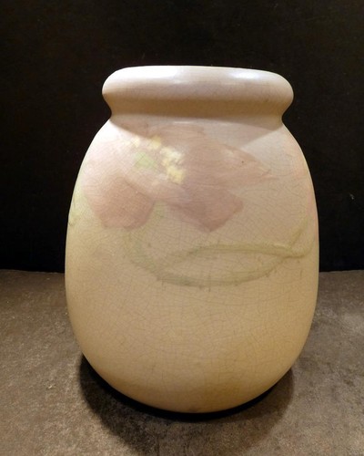 Weller Hudson Vase with Poppy Decoration - 6 1/2" - Picture 1 of 9