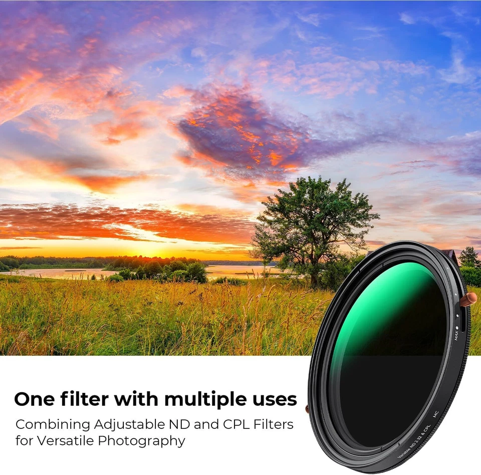 K&F Concept Variable ND2-32 & CPL Lens Filter 2in 1 49/52/55/58/62/67/72/77/82mm - Image 4 of 4