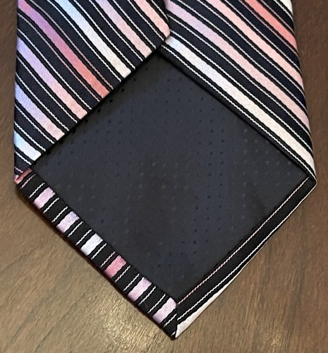 Campia Moda Pink Black Hand Made 100% Silk Men’s Neck Tie Made In China - Picture 2 of 9