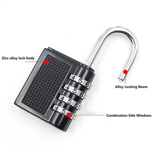 Combination Lock 4 Digit Locker Padlock For School Gym Sports Cases Lockers - Picture 3 of 11