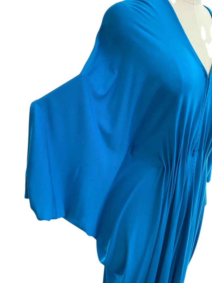 Issa London V-Neck Maxi Dress Kaftan Gown Teal 100% Silk Jersey L - Image 4 of 4