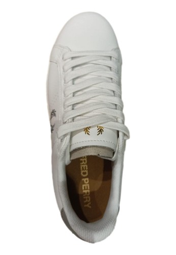 NWT FRED PERRY WHITE SNEAKERS B721 B6312U60 WHT/WARM GRY - Picture 4 of 5