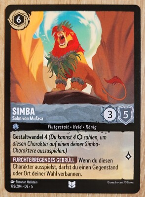 Disney Lorcana, Simba - Sohn von Mufasa, 192/204, deutsch