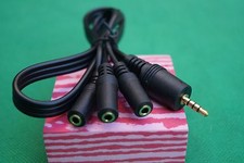 DC Pro 3.5mm 1/8" TRRS Male Plug to 3x Female Stereo Audio Y- cable Splitter.