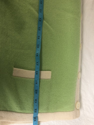 Talbots Petites Pure Cashmere Lime green Cardigan Sweater women’s Size L Flawed - Picture 9 of 9