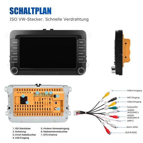 7" Carplay Android 13 Autoradio Für VW GOLF 5 Touran Tiguan Caddy 3 Polo 6R GPS - Bild 12 von 14