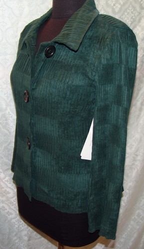 Erin London PM Petite M Button Front Top Forest Green Womens Shirt NWT New Glam - Picture 3 of 8