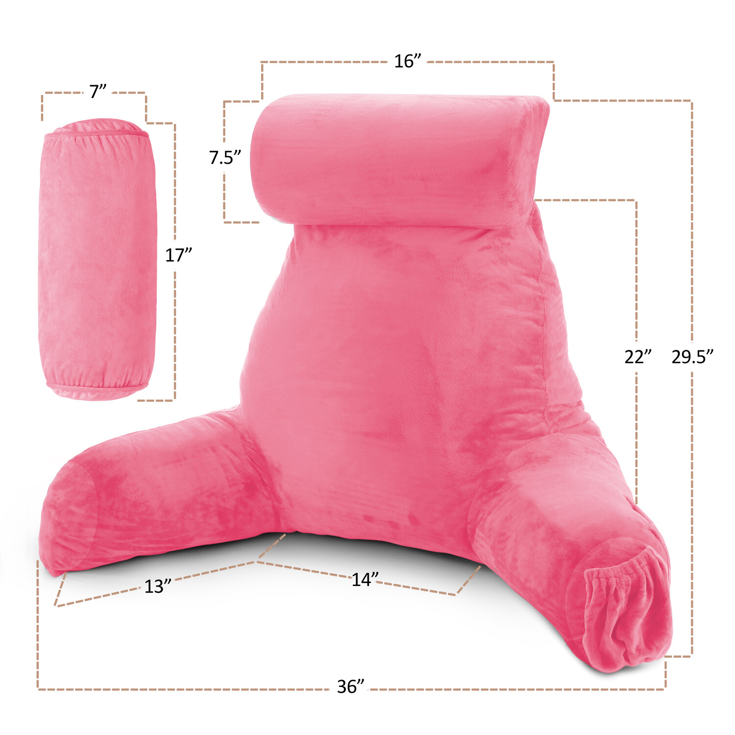 Large Soft Foam Reading & TV Relax Pillow + 2 Neck & Lumbar Pillows with Pockets - Picture 47 of 357