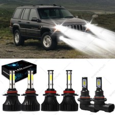 For Jeep Grand Cherokee 99-04 Led Projector Headlights Fog Bulbs Combo Kit 6000k