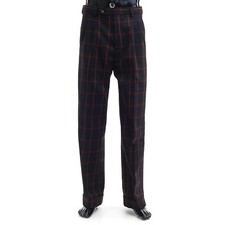 GUCCI 1435 Check Wool Trouser In Black And Red