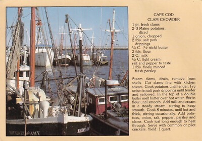 CAPE COD CLAM CHOWDER ~ GEBRAUCHT ~ VERSCHICKT ~ POSTDATUM AUF KARTE 1988