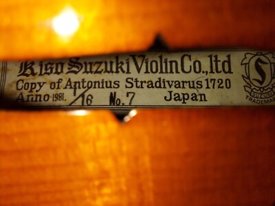 Kiso Suzuki model 7 size 1/16 violin, Japan 1981, with case