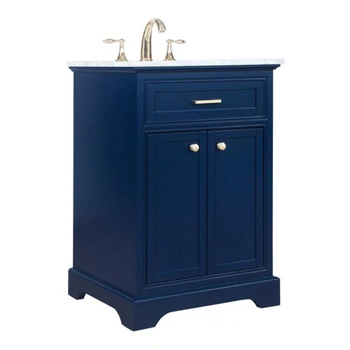 Elegant Decor Americana 24" Solid Wood and Metal Single Bathroom Vanity in Blue - Picture 1 of 8