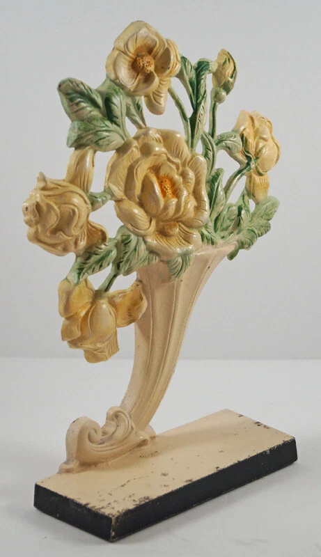 ANTIGUAS ROSAS AMARILLAS JARDÍN FLORES HIERRO FUNDIDO HUBLEY TOPE DE PUERTA Foto 4 de 4