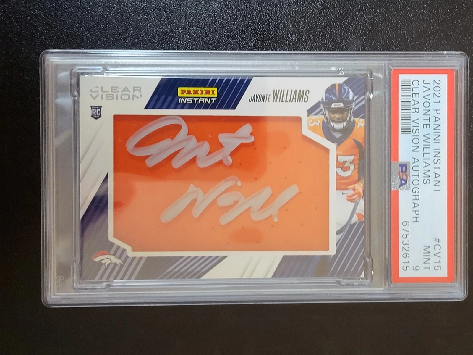 Javonte Williams Panini Instant Clear Vision Autographs #CV15 Base