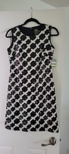 Taylor Womens Sheath Dress Black White Sequins Cocktail Shimmer Size 4