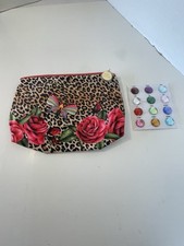 Estee Lauder Makeup Bag Roses, Butterfly, Animal Print Faux Birthstones 9"L 7"H