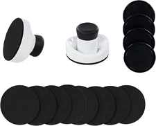 Air Hockey Accessories Set 2 White Pushers 4 Black Pucks, 8 Replacement Pads, Fi