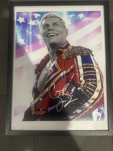 CODY RHODES WRESTLING AUTO FIRMATA WWF WWE WRESTLEMANIA 11X14 FOTO JSA Coa - Foto 1 di 2