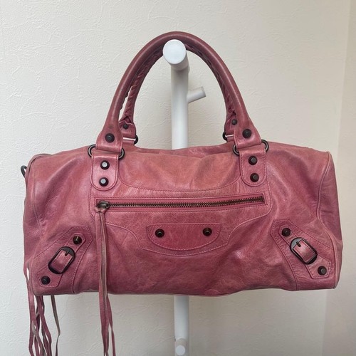 Balenciaga The Twiggy 128523 Pink Lambskin 2Way Bag Y2K Auth Italy