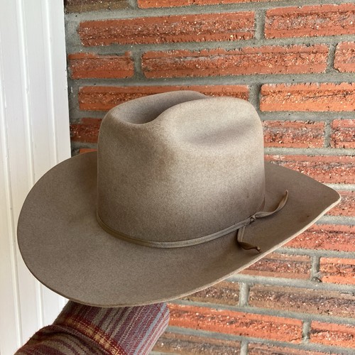Chapeau Cowboy Vintage John B Stetson 3X Beaver XXX - Beige Taille 7 - Plume
