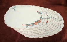 Lot 9 RIBBON HOLLY OVAL PLACEMATS Cloth Christmas 19 X 13