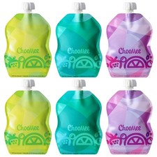 ChooMee Reusable Baby Food Storage Pouches, 8 8 Ounce Pack of 6 , TropiColor