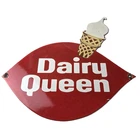 Vintage Dairy Queen Sign - Porcelain Diner Gas Pump Ice Cream Cone Sign