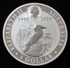 1990- 2020 P SILVER 1oz AUSTRALIA $1 KOOKABURRA 30TH ANNIVERSARY COIN IN CAPSULE