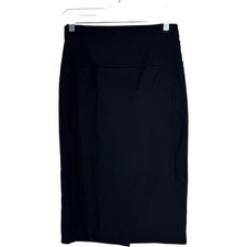 Worthington Black Pencil Skirt Size 4 Career Office Midi Back Slit Stretch Lined